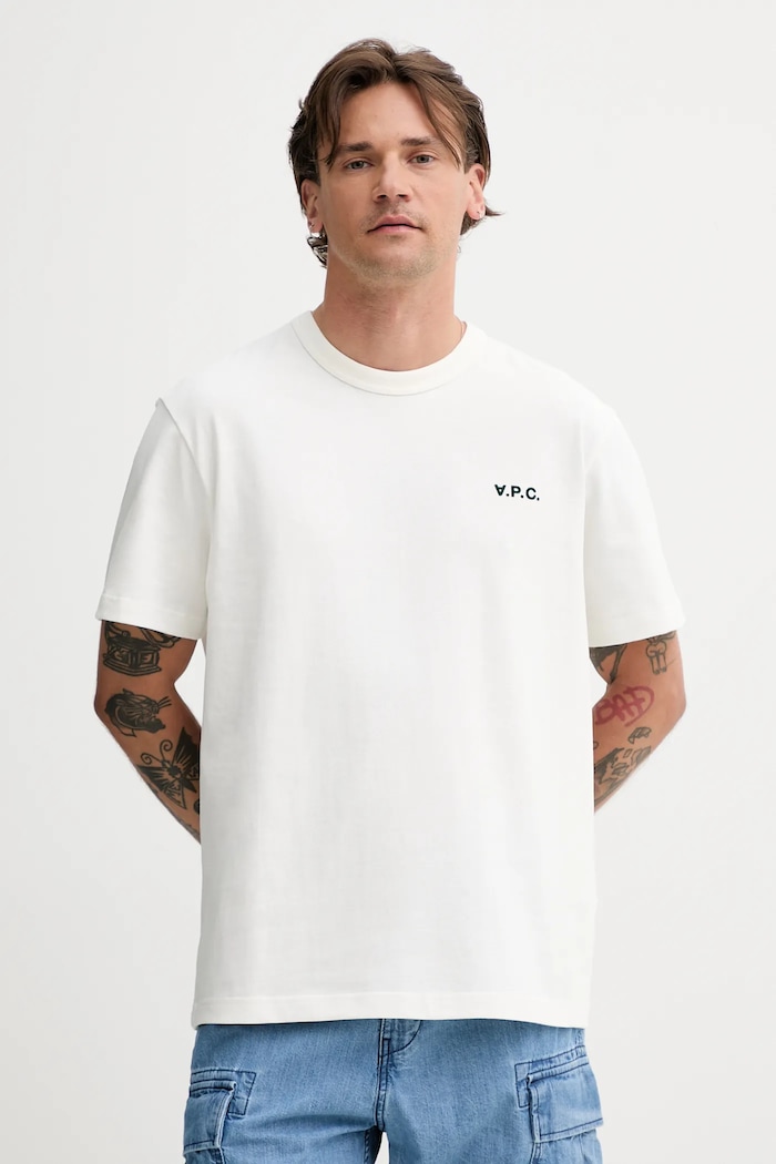 A.P.C. t-shirt bawełniany t-shirt boxy petit vpc nadruk beżowy COHBQ.H26391