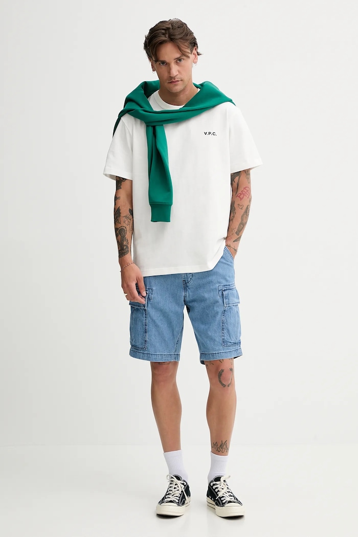 A.P.C. t-shirt bawełniany t-shirt boxy petit vpc COHBQ.H26391 beżowy AW25
