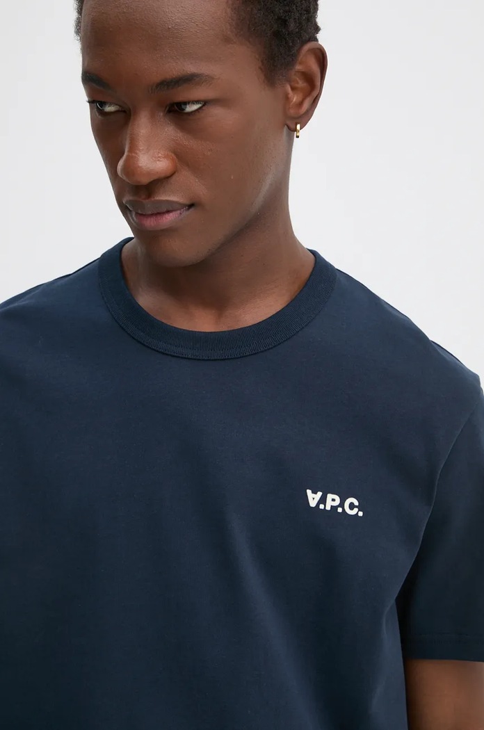 Памучна тениска A.P.C. t-shirt boxy petit vpc тъмносин COHBQ.H26391