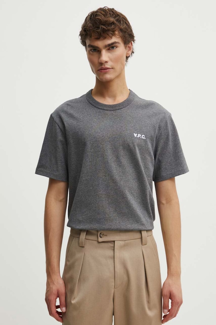 Памучна тениска A.P.C. t-shirt boxy petit vpc меланж сив COHBQ.H26391