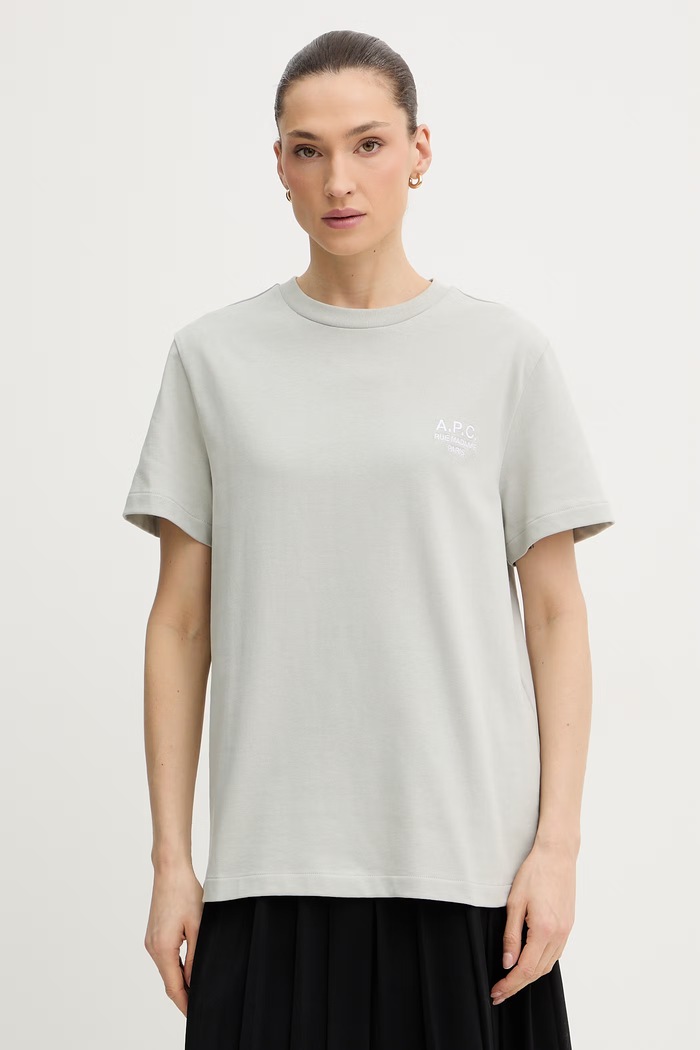 Βαμβακερό μπλουζάκι A.P.C. standard rue madame GOTS πράσινο COHBU.M26388