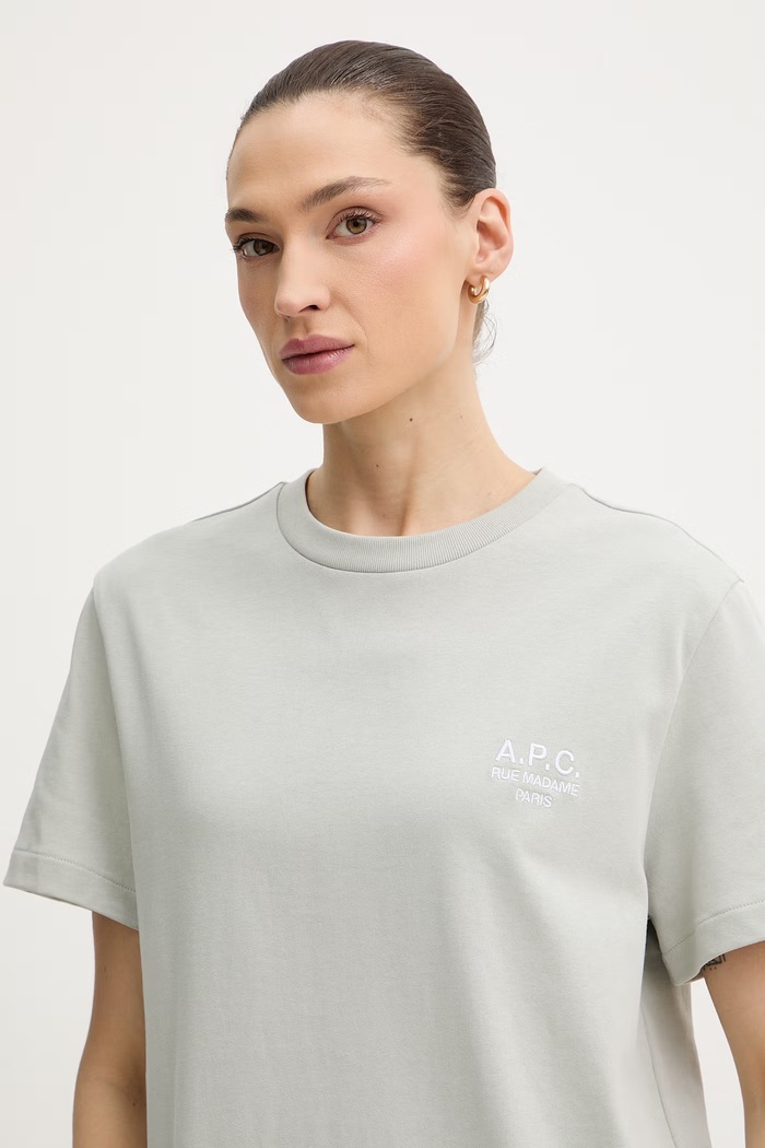 Βαμβακερό μπλουζάκι A.P.C. standard rue madame GOTS πράσινο COHBU.M26388