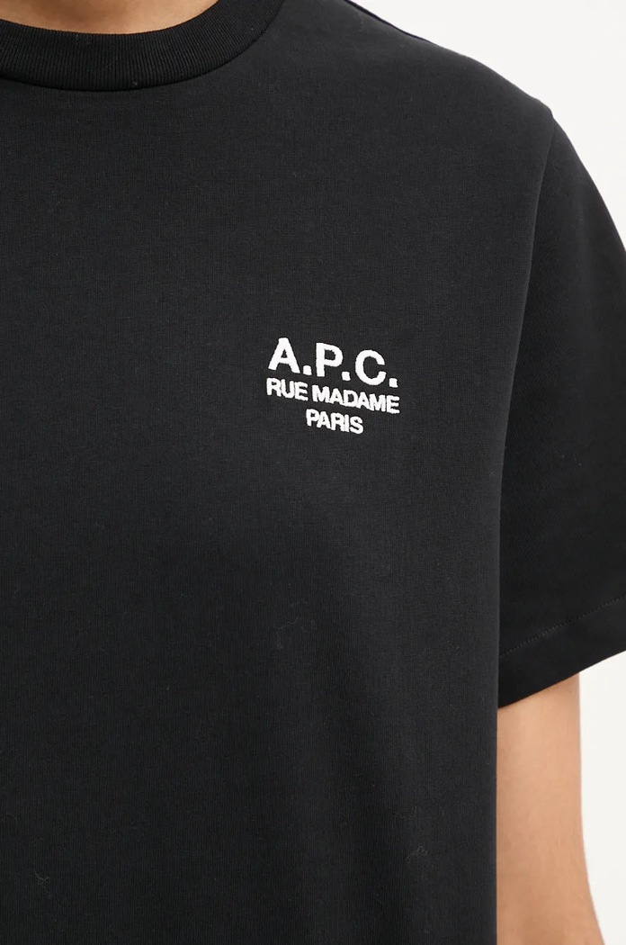 Βαμβακερό μπλουζάκι A.P.C. standard rue madame GOTS COHBU.M26388 μαύρο