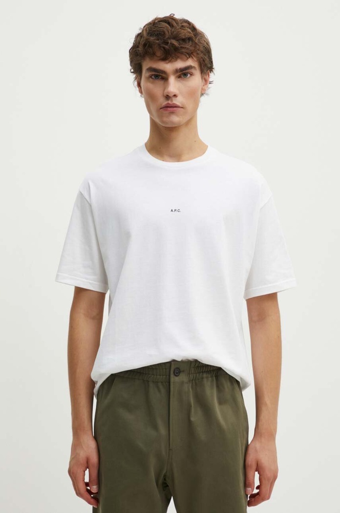 A.P.C. t-shirt bawełniany t-shirt boxy micro logo GOTS bawełna biały COHBW.H26386