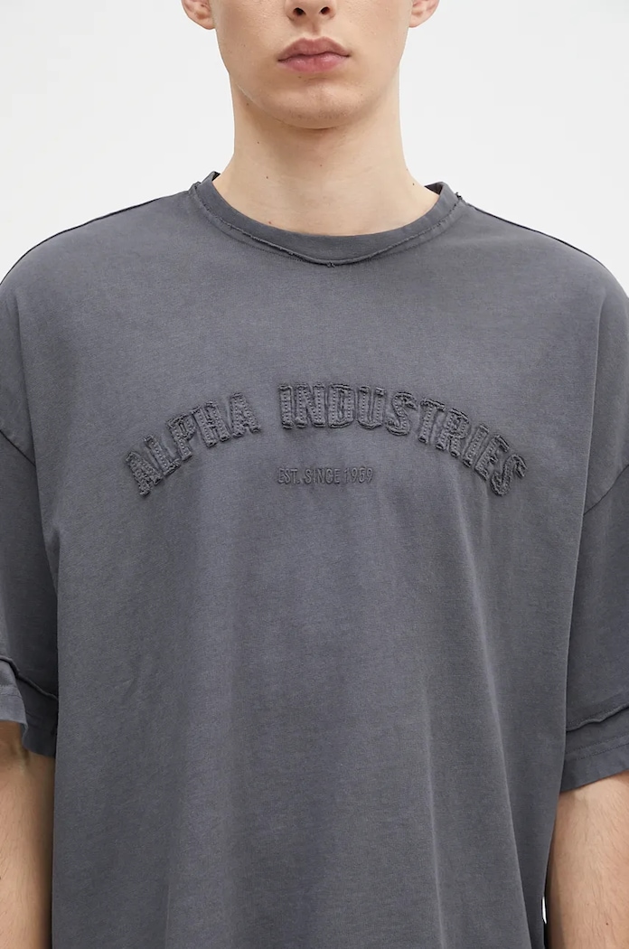 Bavlněné tričko Alpha Industries Open Edge šedá 148505