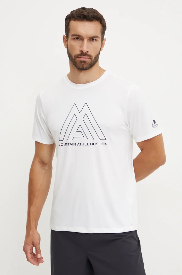 The North Face tricou sport Mountain Athletics 24/7 print alb NF0A893ZFN41