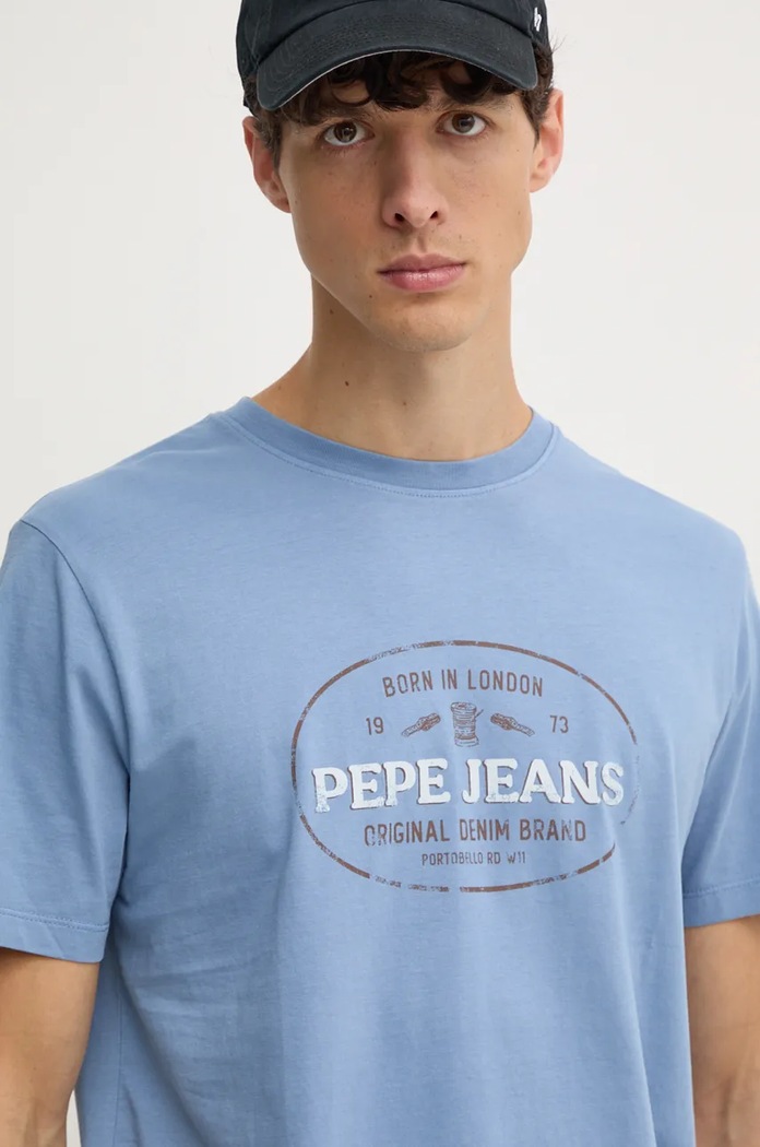 Памучна тениска Pepe Jeans ANDER син PM509621
