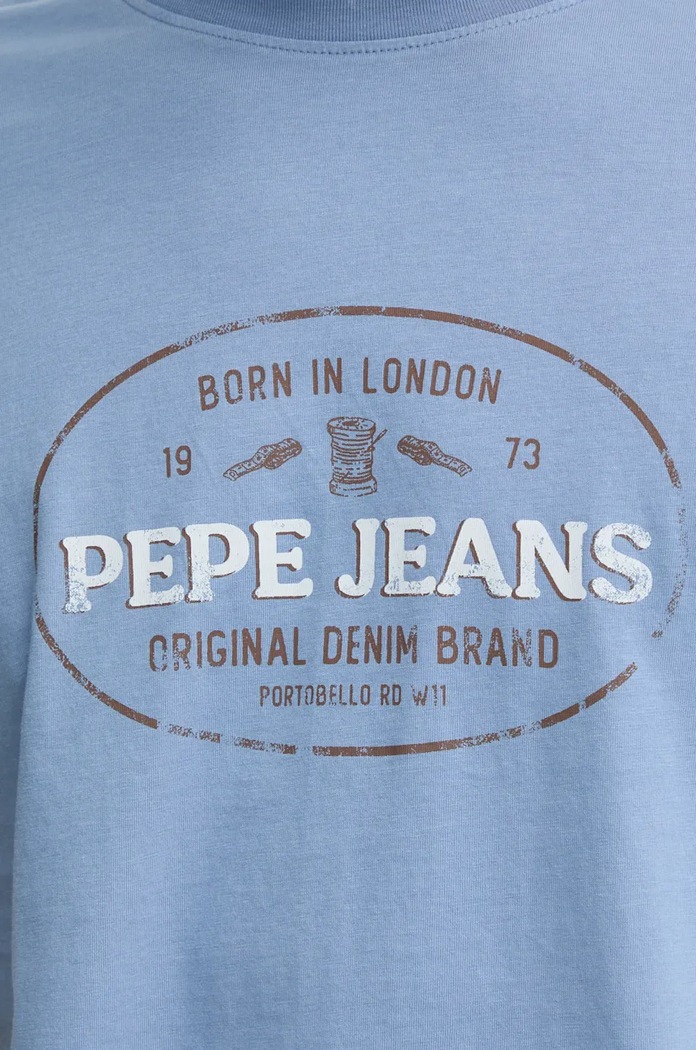 Памучна тениска Pepe Jeans ANDER PM509621 син