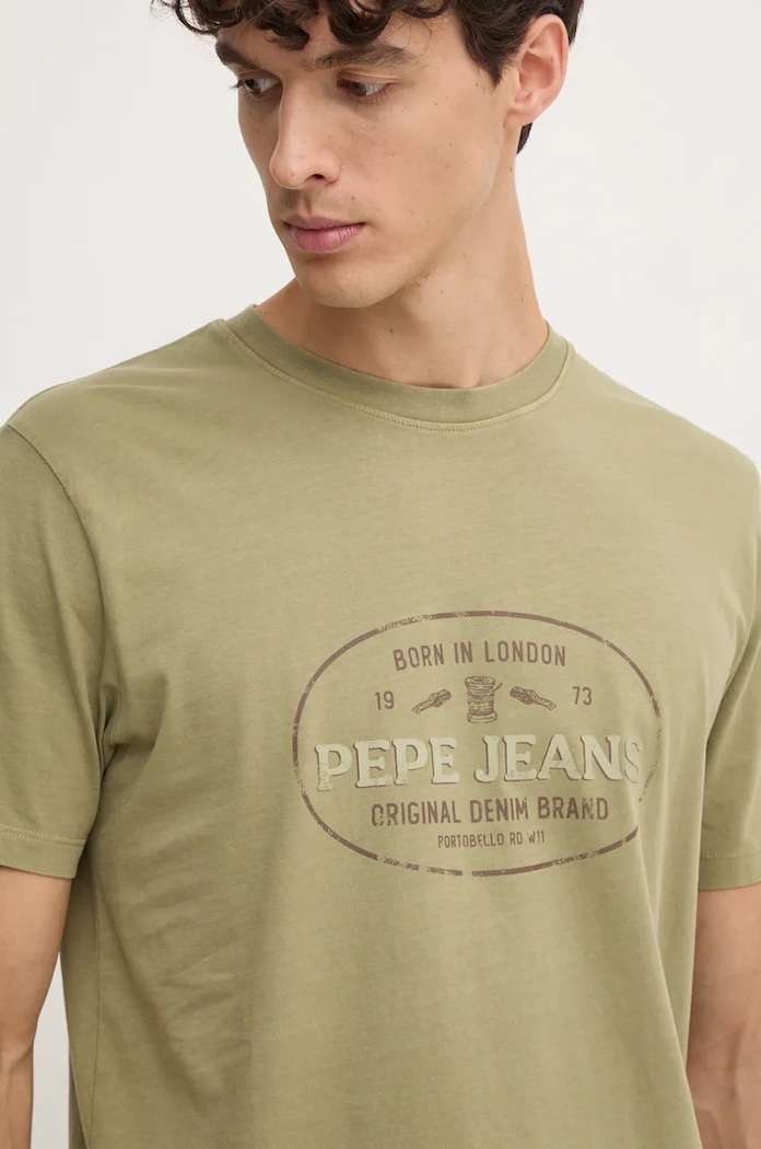 Памучна тениска Pepe Jeans ANDER зелен PM509621