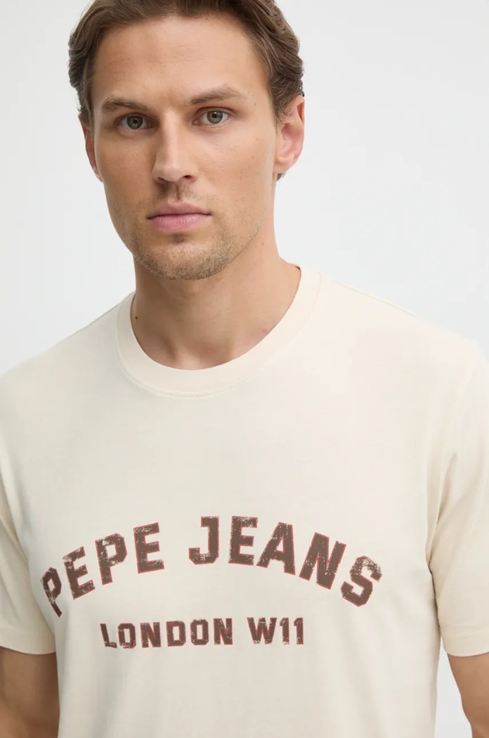Bavlnené tričko Pepe Jeans ALDRIDGE béžová PM509628