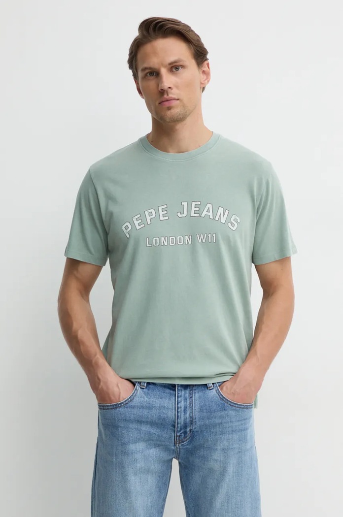 Pepe Jeans t-shirt bawełniany ALDRIDGE nadruk zielony PM509628