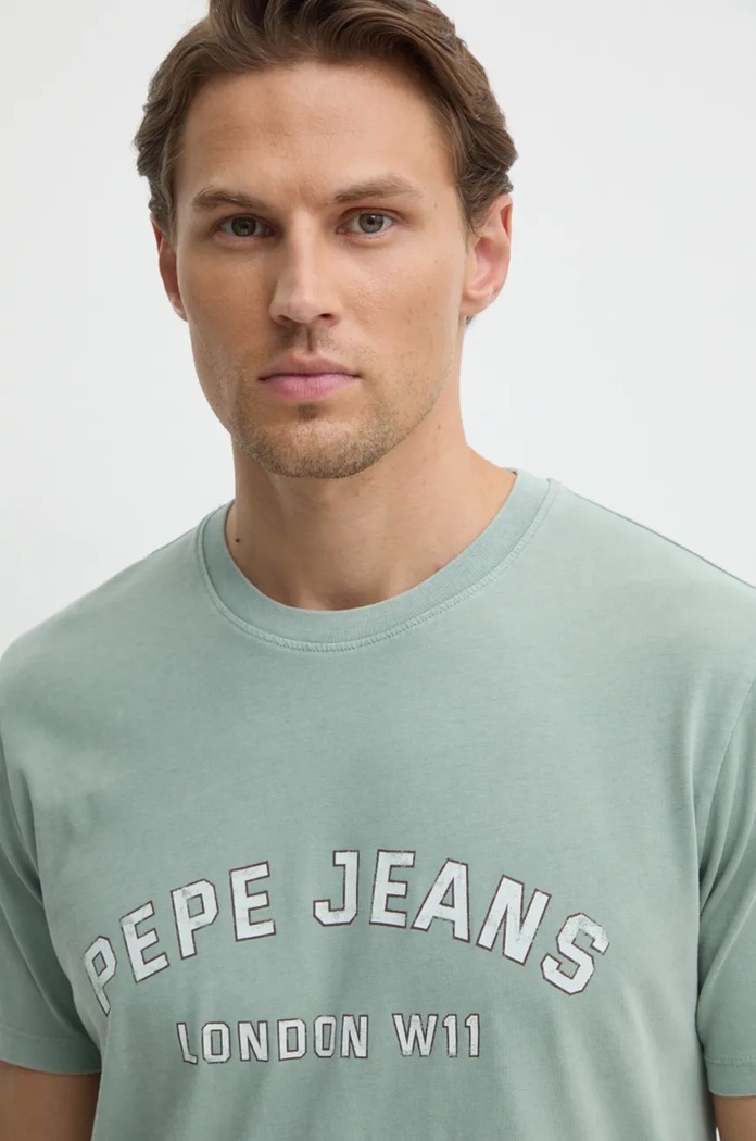 Pepe Jeans t-shirt bawełniany ALDRIDGE PM509628 zielony AW24