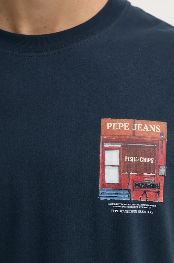 Памучна тениска Pepe Jeans AENYS PM509637 тъмносин