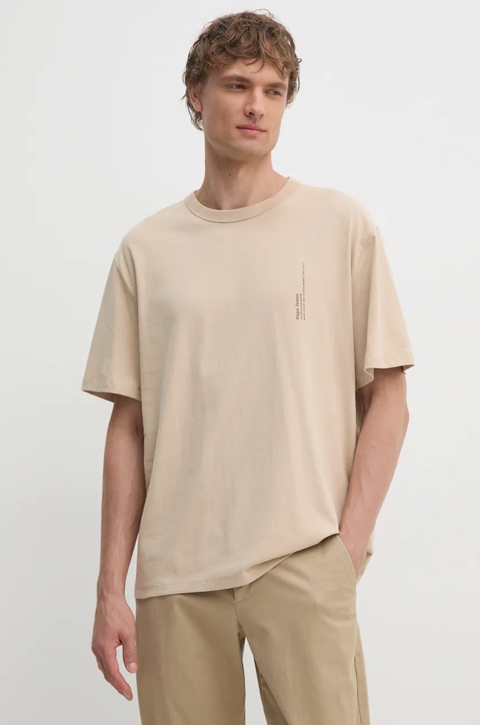 Oblečení Bavlněné tričko Pepe Jeans ASTONE PM509646 béžová