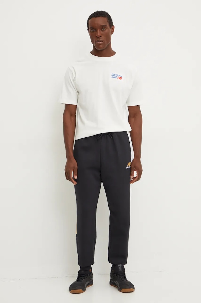 Bavlněné tričko New Balance MT41908SST béžová AW24