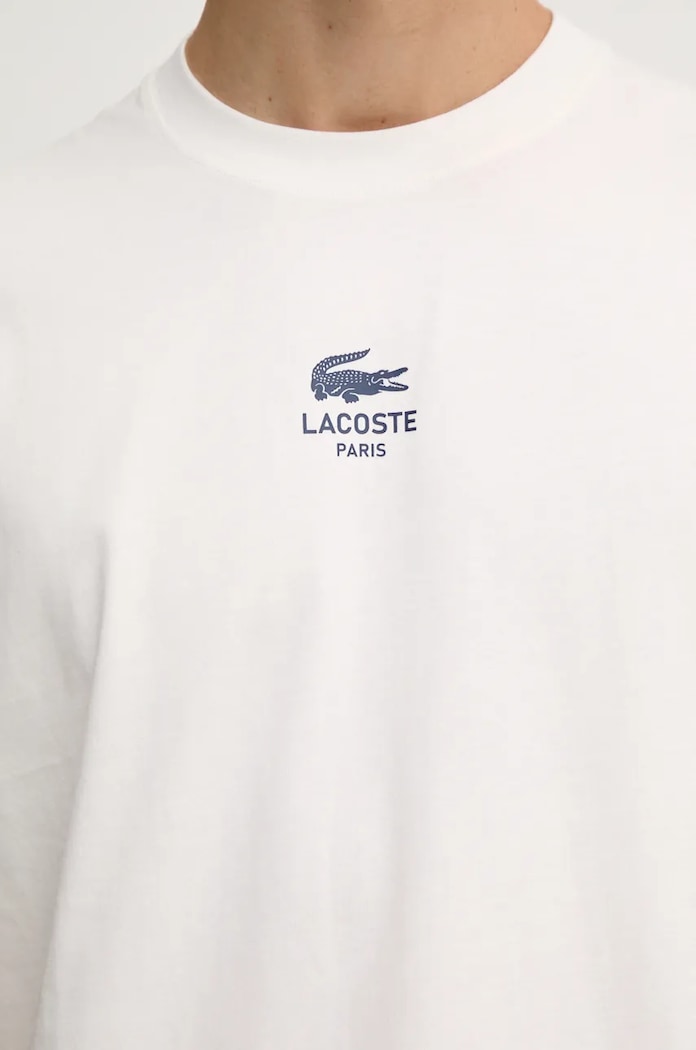 T-shirt bawełniany Lacoste beżowy TH2739