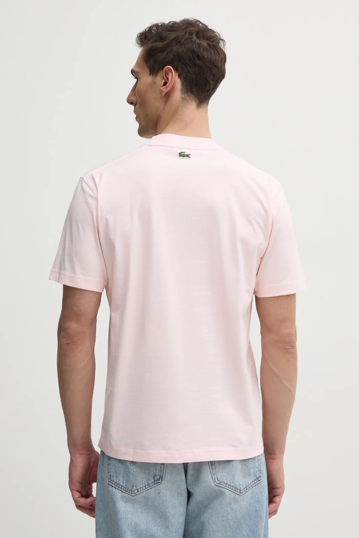 Ρούχα Βαμβακερό μπλουζάκι Lacoste TH2739 ροζ