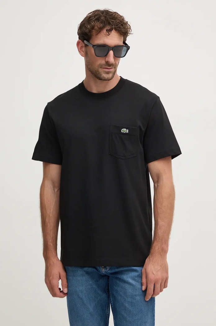 Lacoste t-shirt ανδρικό βαμβακερό κανονικό μαύρο TH2827