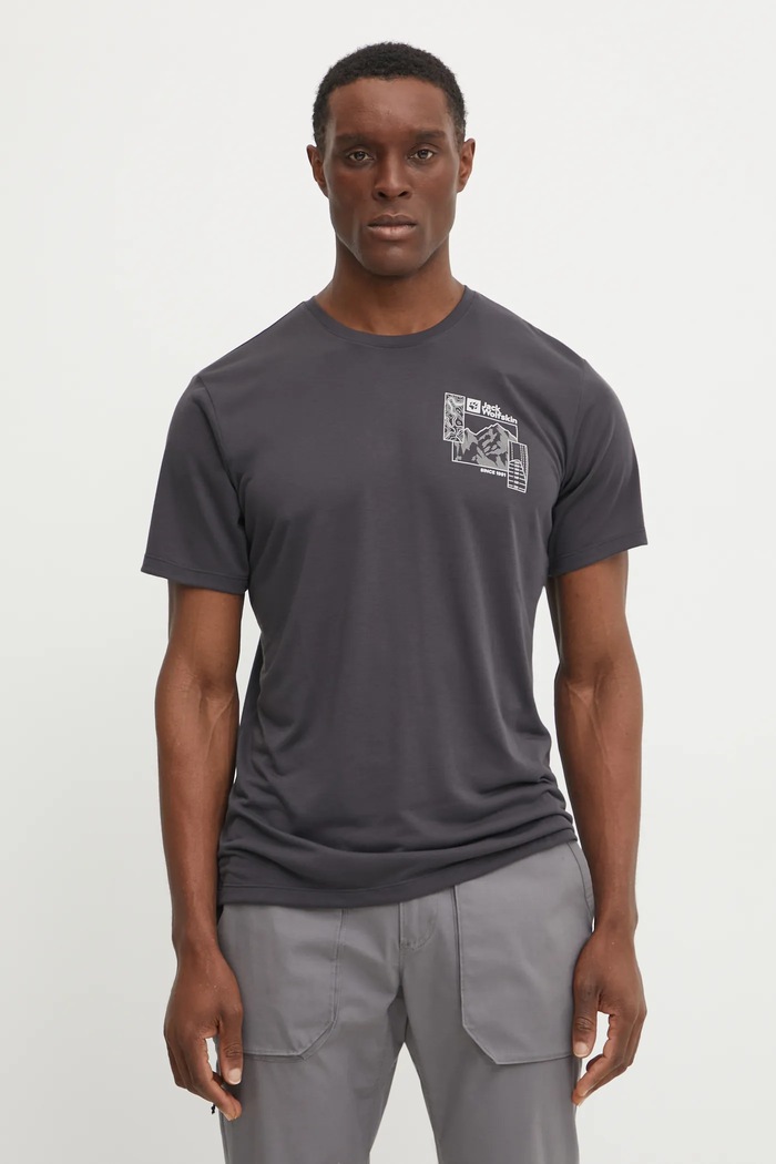 Jack Wolfskin T-shirt trekkingowy męski Vonnan szary A62314