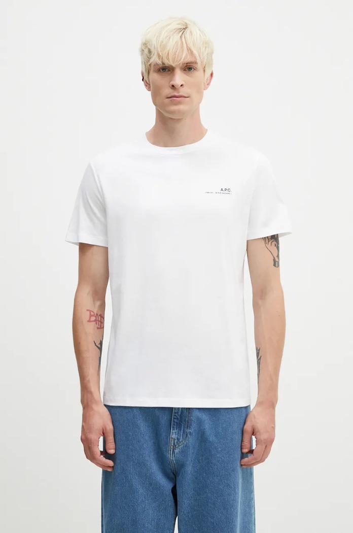 A.P.C. cotton t-shirt Standard Item Gots Planet friendly white COHBO.M26404.TAG