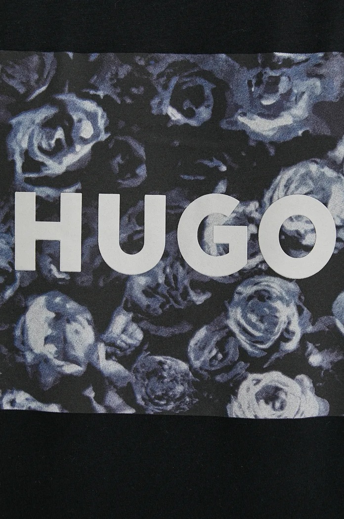 HUGO pamut póló 50523999 fekete