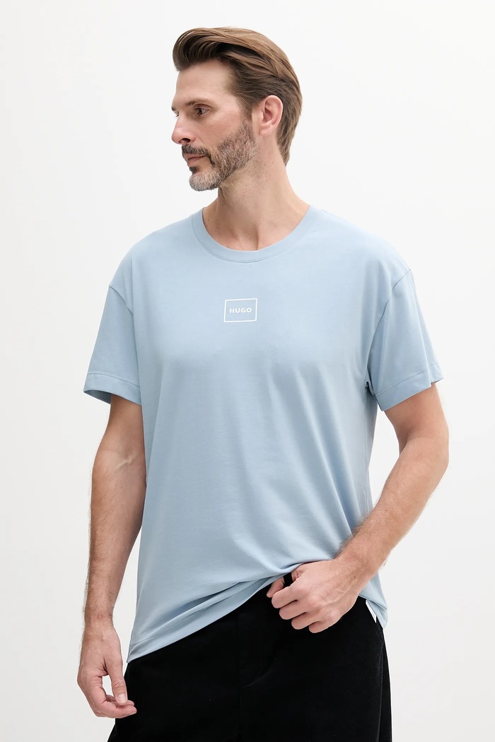 HUGO Loungwear tričko pánské s bavlnou Laze T-Shirt modrá 50525236