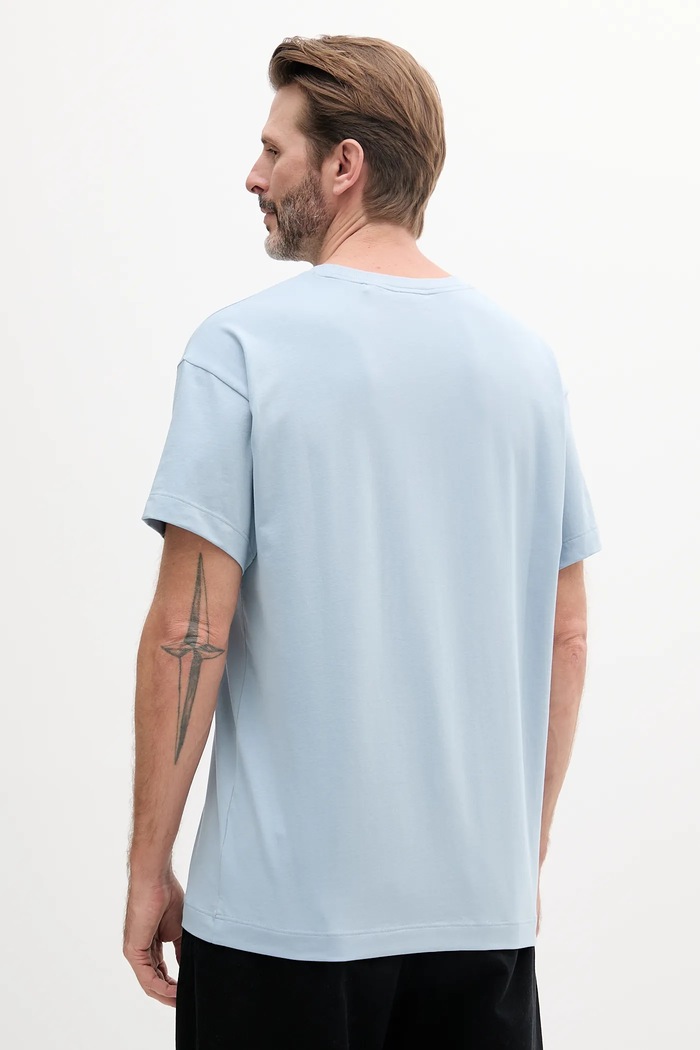 HUGO Loungwear tričko pánské s bavlnou Laze T-Shirt 50525236 modrá SS26