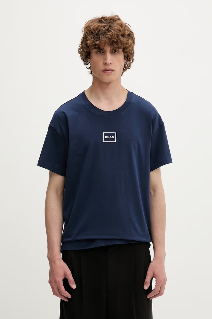 HUGO Lounge t-shirt ανδρικό με βαμβάκι Laze T-Shirt σκούρο μπλε 50525236