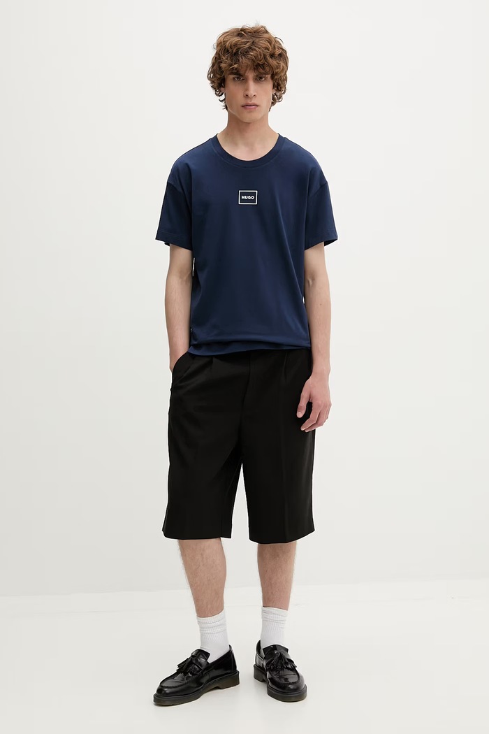 HUGO Lounge t-shirt ανδρικό με βαμβάκι Laze T-Shirt 50525236 σκούρο μπλε SS26