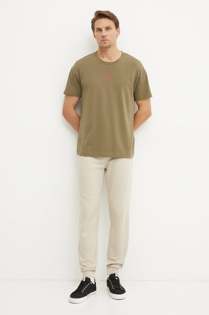 HUGO домашна тениска мъжка с памук Laze T-Shirt 50525236 зелен SS26
