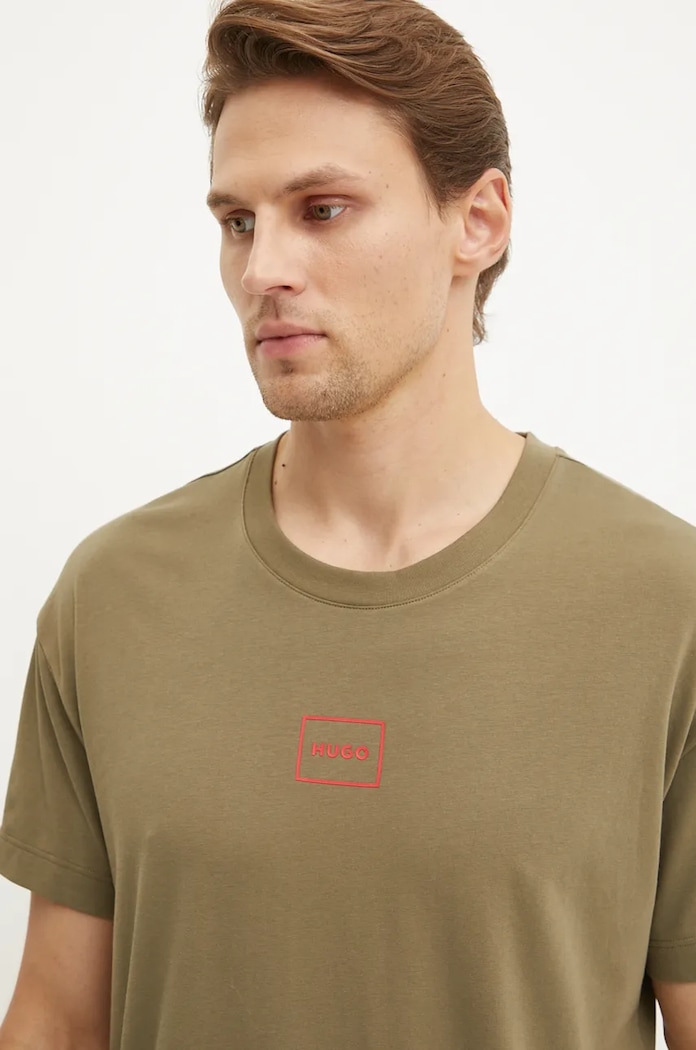 HUGO домашна тениска мъжка с памук Laze T-Shirt зелен 50525236