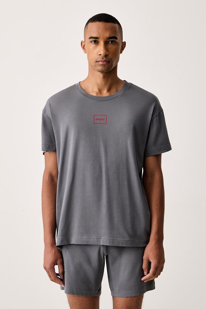 HUGO T-shirt lounge da uomo con cotone Laze T-Shirt grigio 50525236