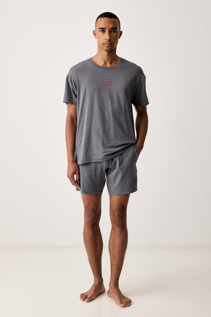 HUGO T-shirt lounge da uomo con cotone Laze T-Shirt 50525236 grigio SS26