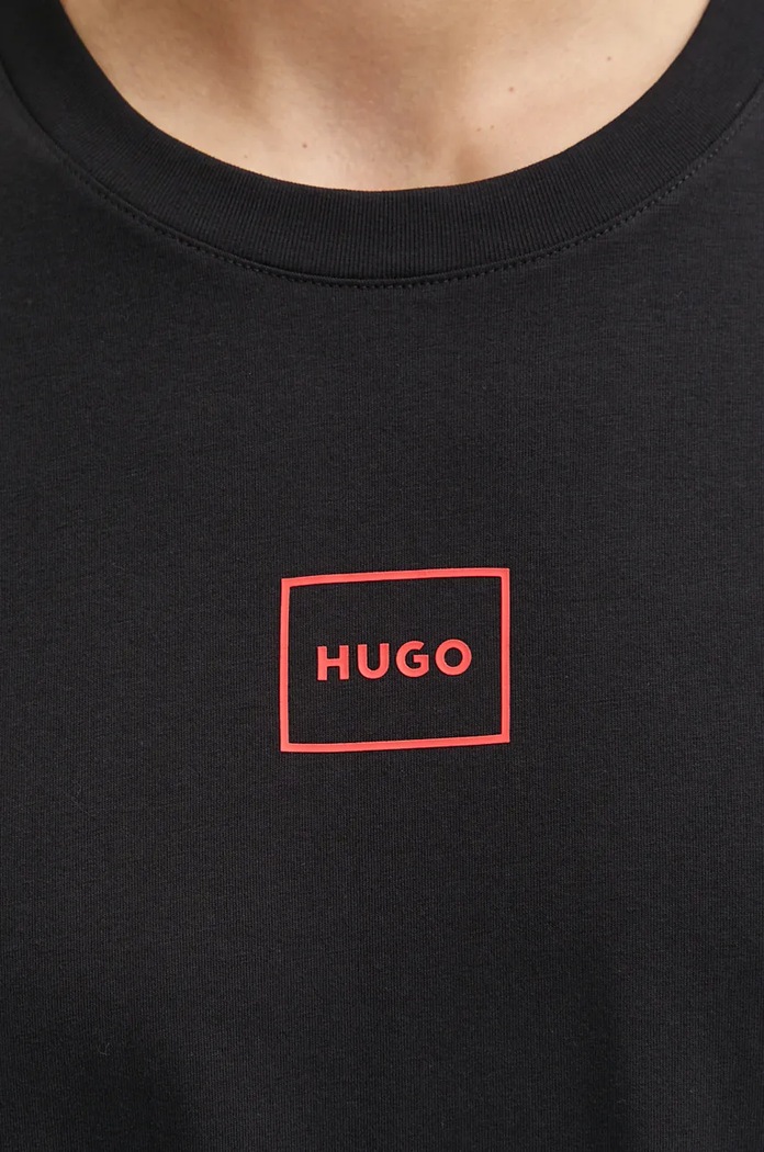 HUGO домашна тениска мъжка с памук Laze T-Shirt 50525236 черен
