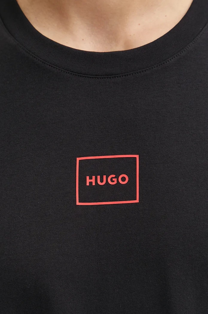 HUGO домашна тениска мъжка с памук Laze T-Shirt 50525236 черен