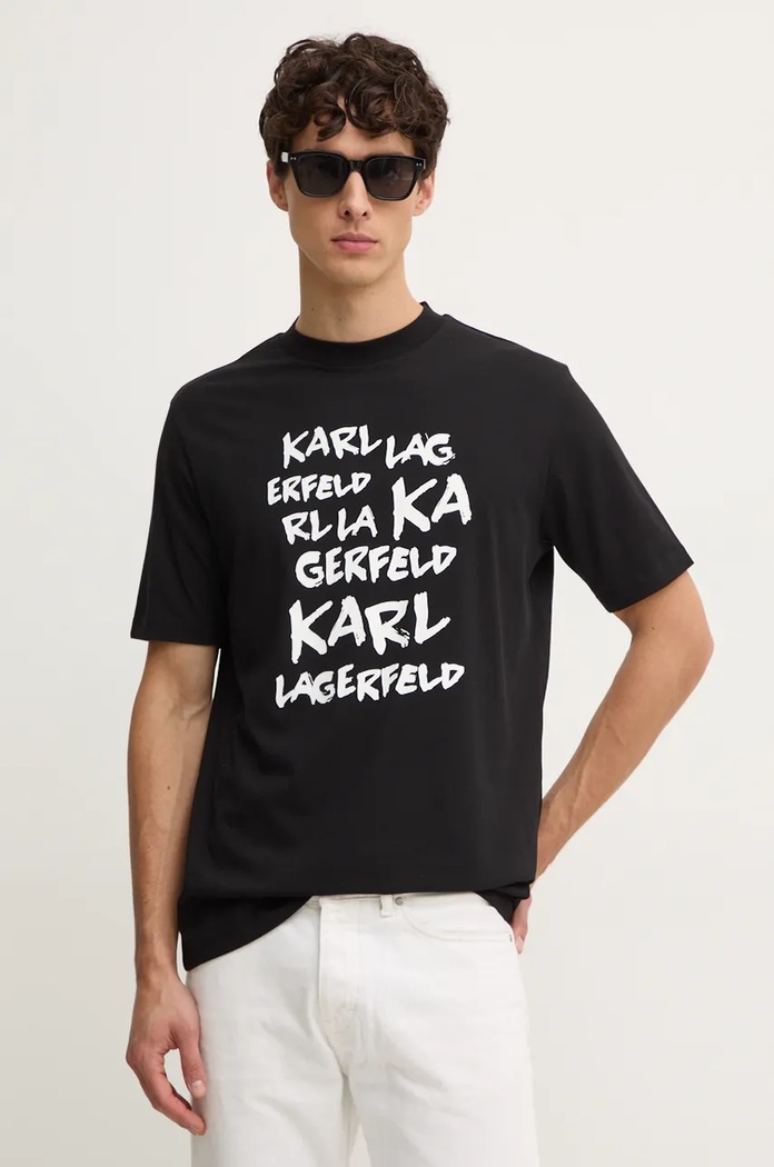 Bavlněné tričko Karl Lagerfeld potisk černá 544225.755443