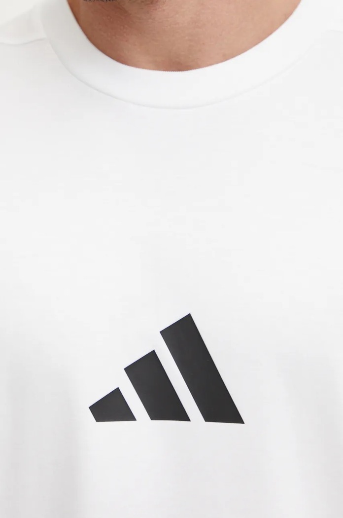 Βαμβακερό μπλουζάκι adidas ZNE JE3078 λευκό