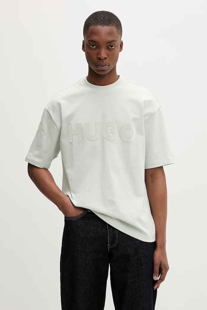 HUGO basic tričko pánske bavlnené Dinkee zelená 50525765