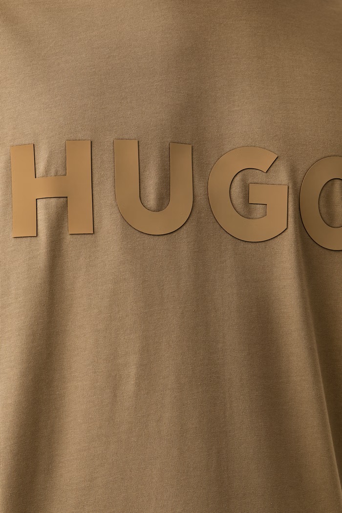 HUGO T-shirt basic męski bawełniany Dinkee 50525765 beżowy
