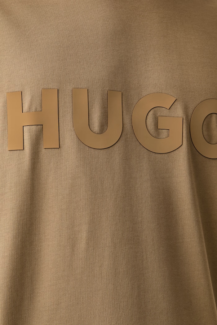 HUGO T-shirt basic męski bawełniany Dinkee 50525765 beżowy