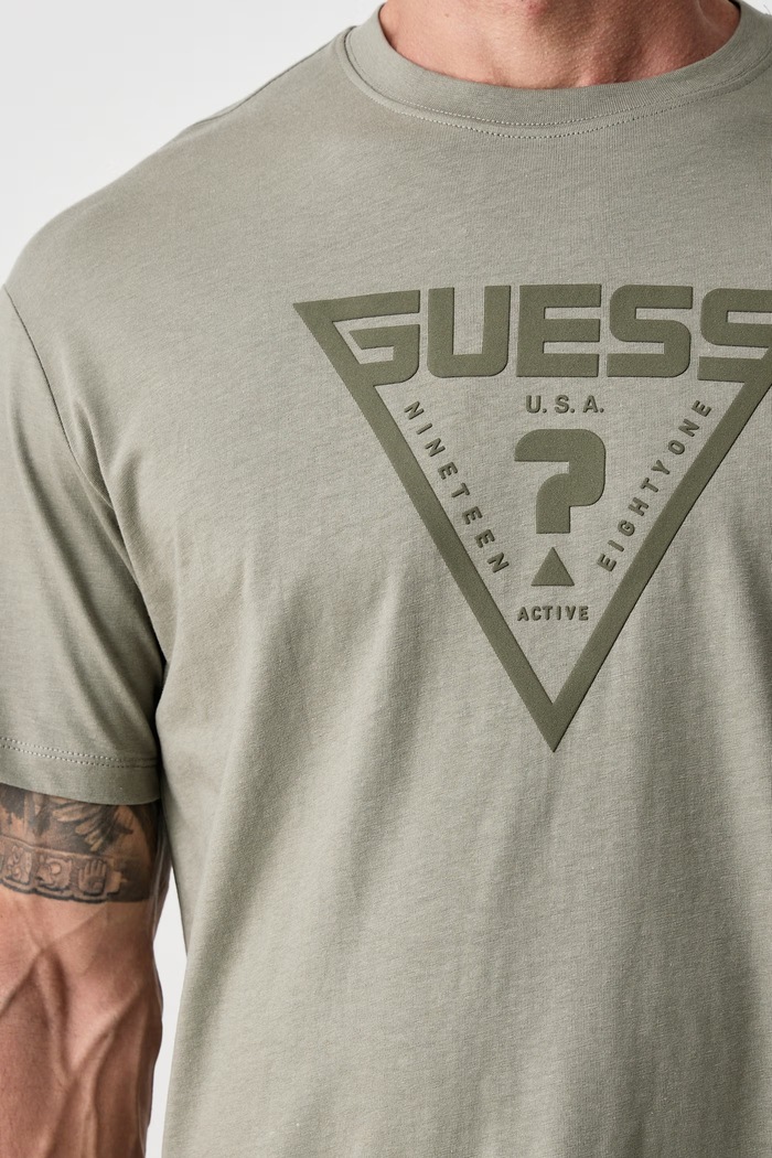 Odzież Guess T-shirt męski bawełniany AZHA Z4BI02.I3Z14 zielony
