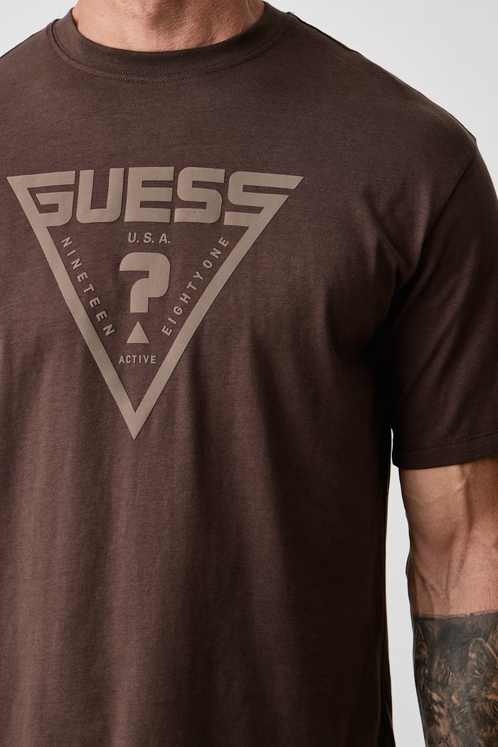 Odzież Guess T-shirt męski bawełniany AZHA Z4BI02.I3Z14 brązowy