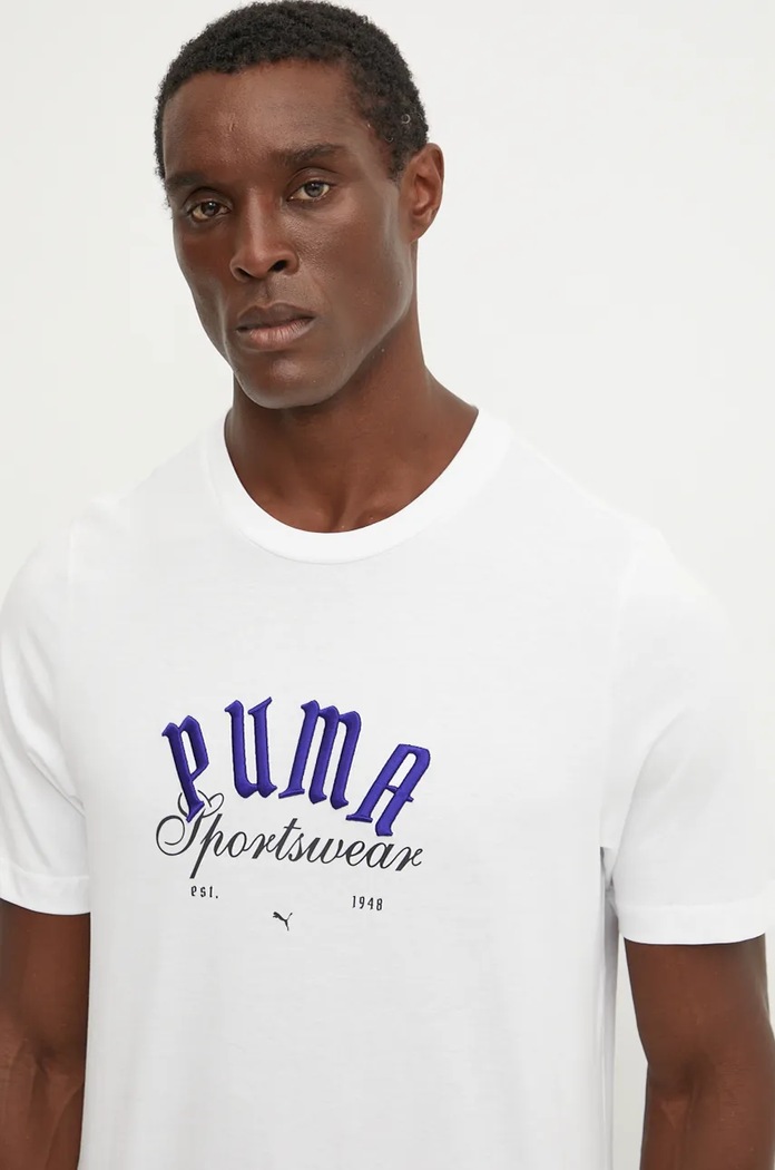 Βαμβακερό μπλουζάκι Puma λευκό 628009
