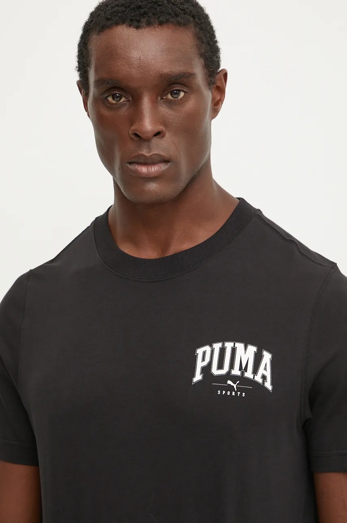 Bavlněné tričko Puma kulatý černá 681792