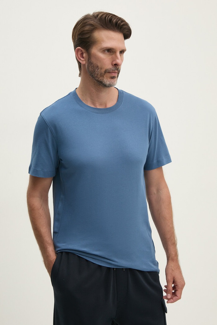 Calvin Klein Jeans tricou din bumbac uni albastru J30J326159
