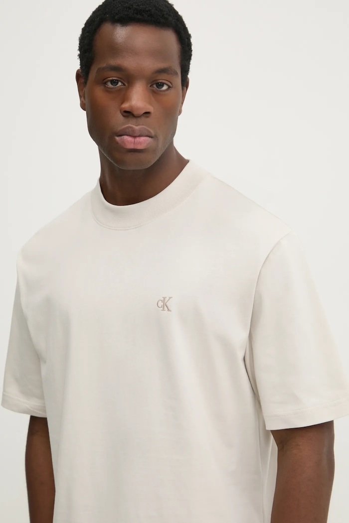 Calvin Klein Jeans tricou din bumbac bej J30J326458