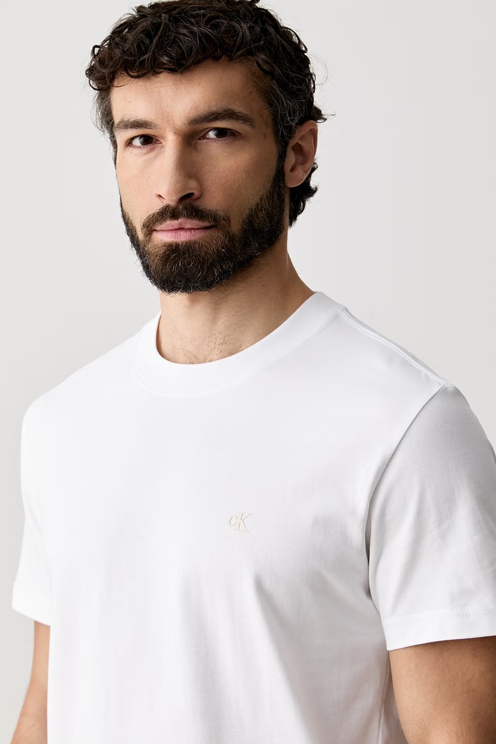 Βαμβακερό μπλουζάκι Calvin Klein Jeans λευκό J30J326683