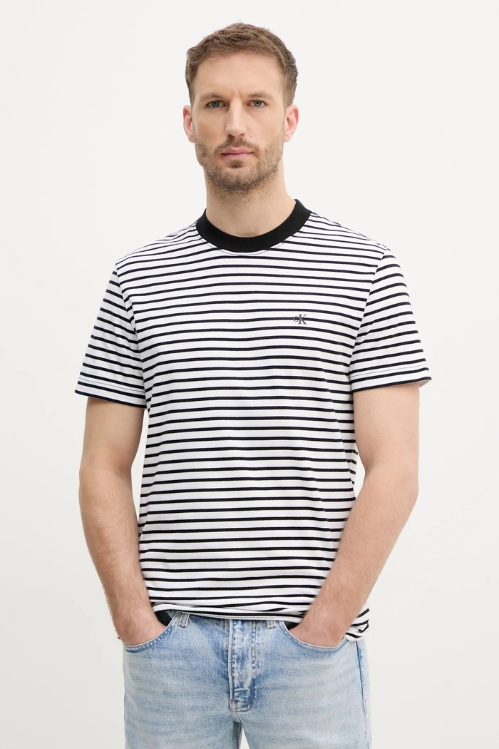 Bavlněné tričko Calvin Klein Jeans černá J30J326683