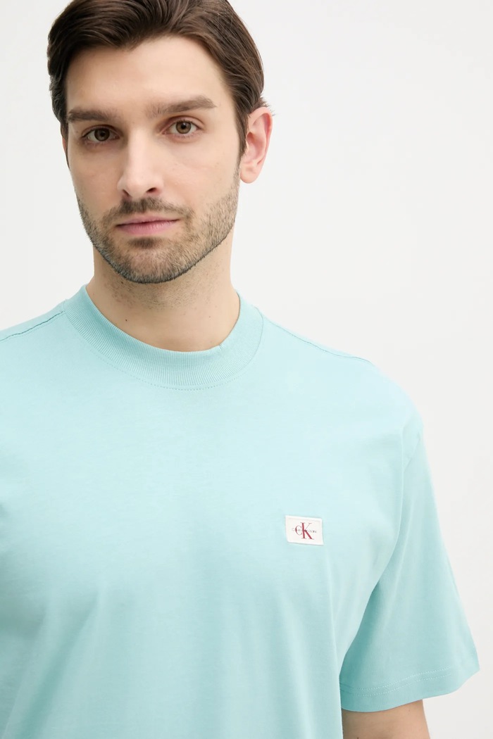 Calvin Klein Jeans t-shirt bawełniany turkusowy J30J326857