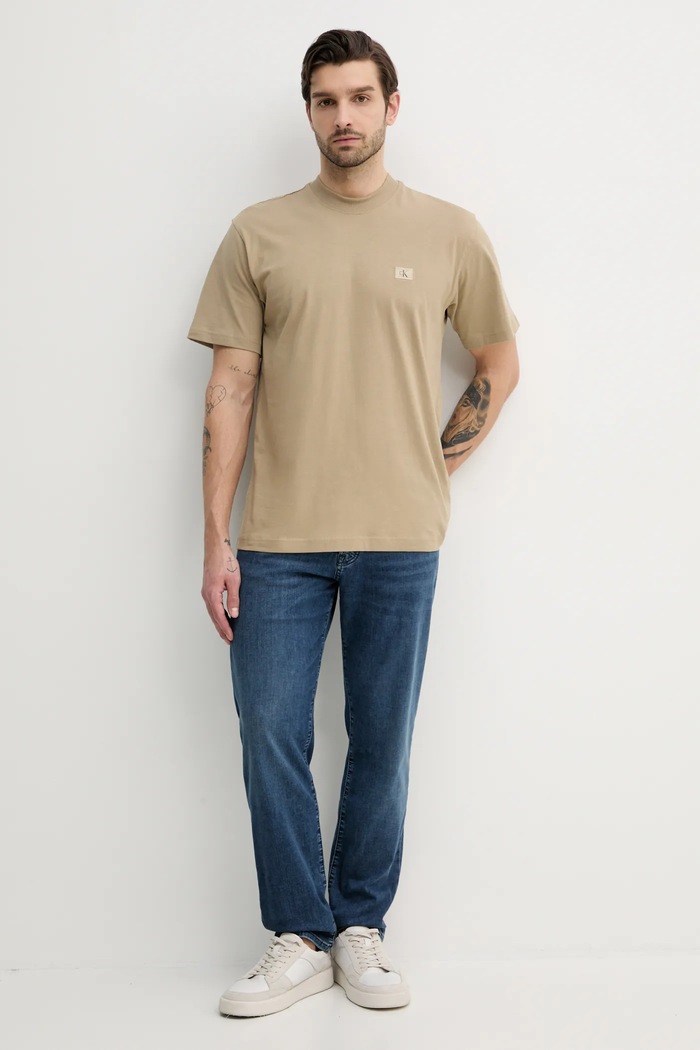 Calvin Klein Jeans t-shirt in cotone J30J326857 beige SS25